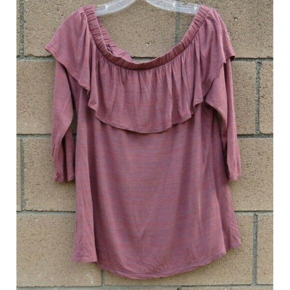 Blouse Anthropologie Dolan Left Coast Collection Off Shoulder Ruffle Top L Rayon - Picture 2 of 10